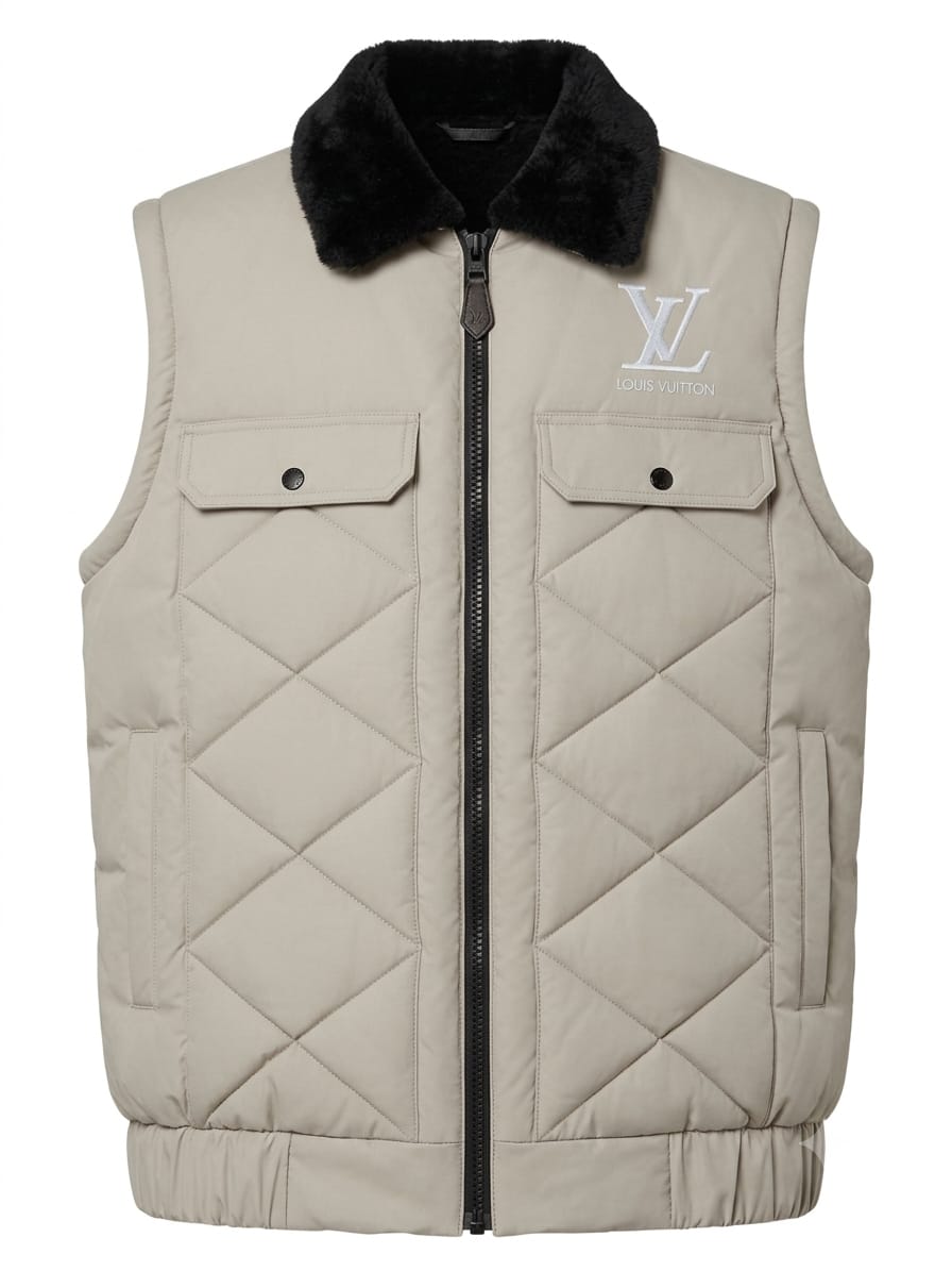 Puffer Vest with Fur Collar