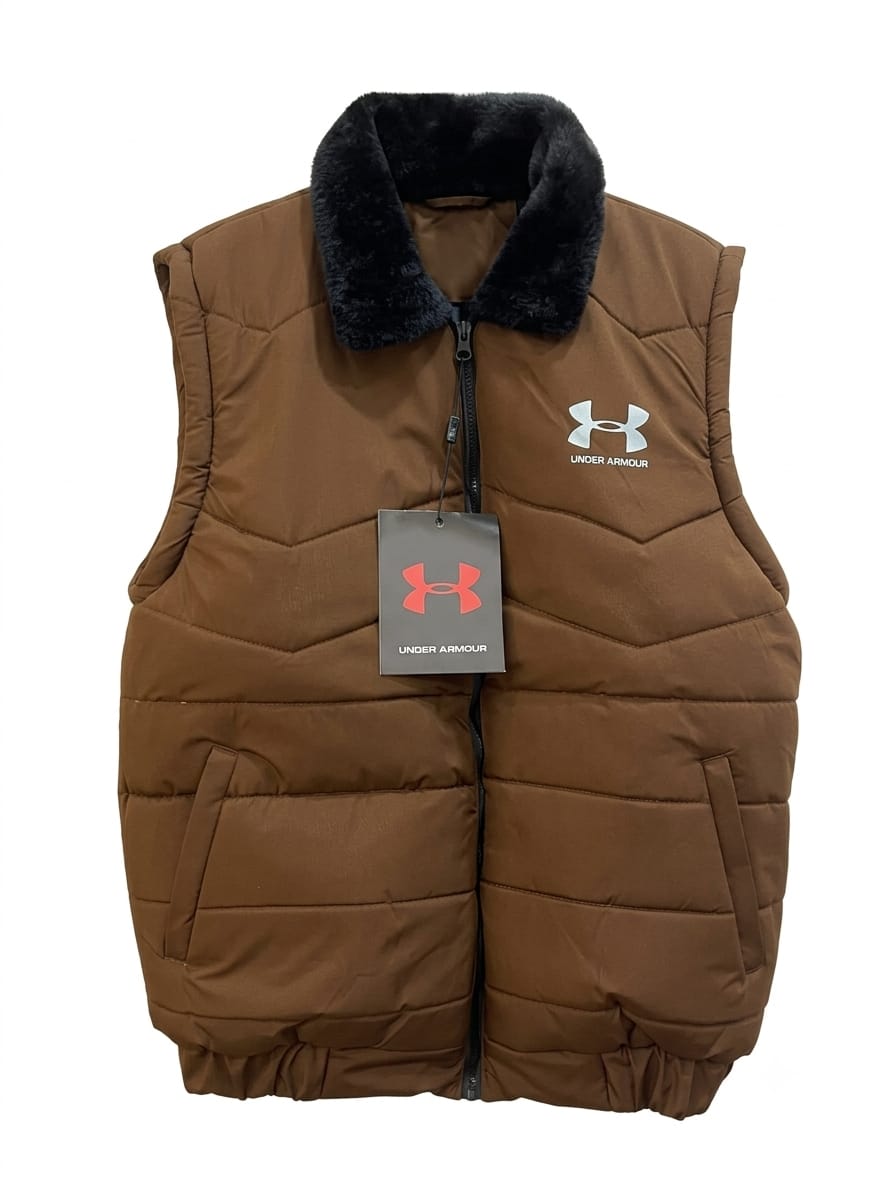 Puffer Vest with Fur Collar