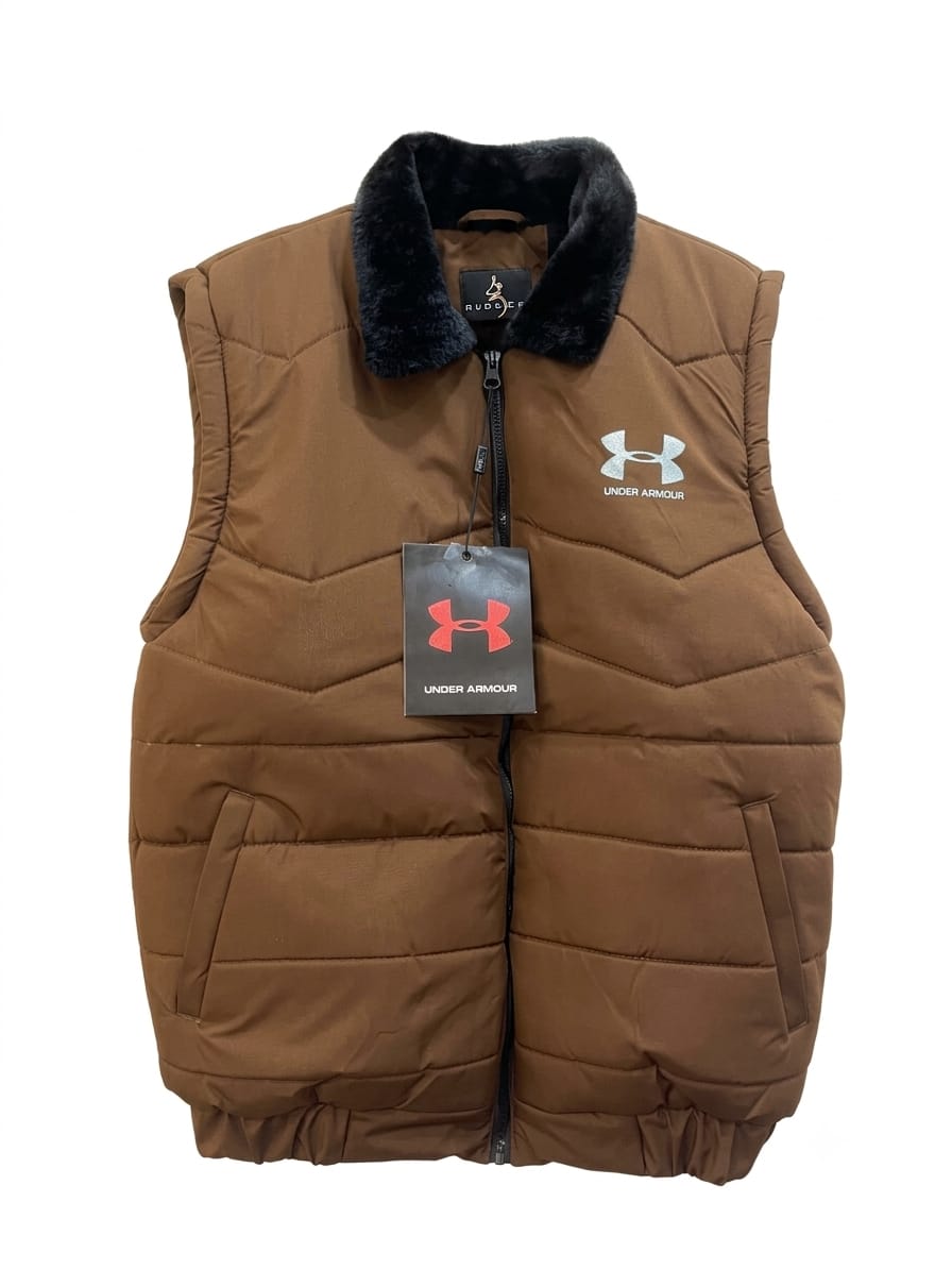 Puffer Vest with Fur Collar
