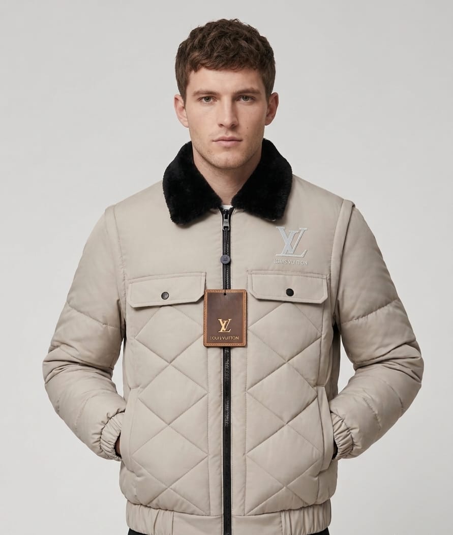 Puffer Vest with Fur Collar